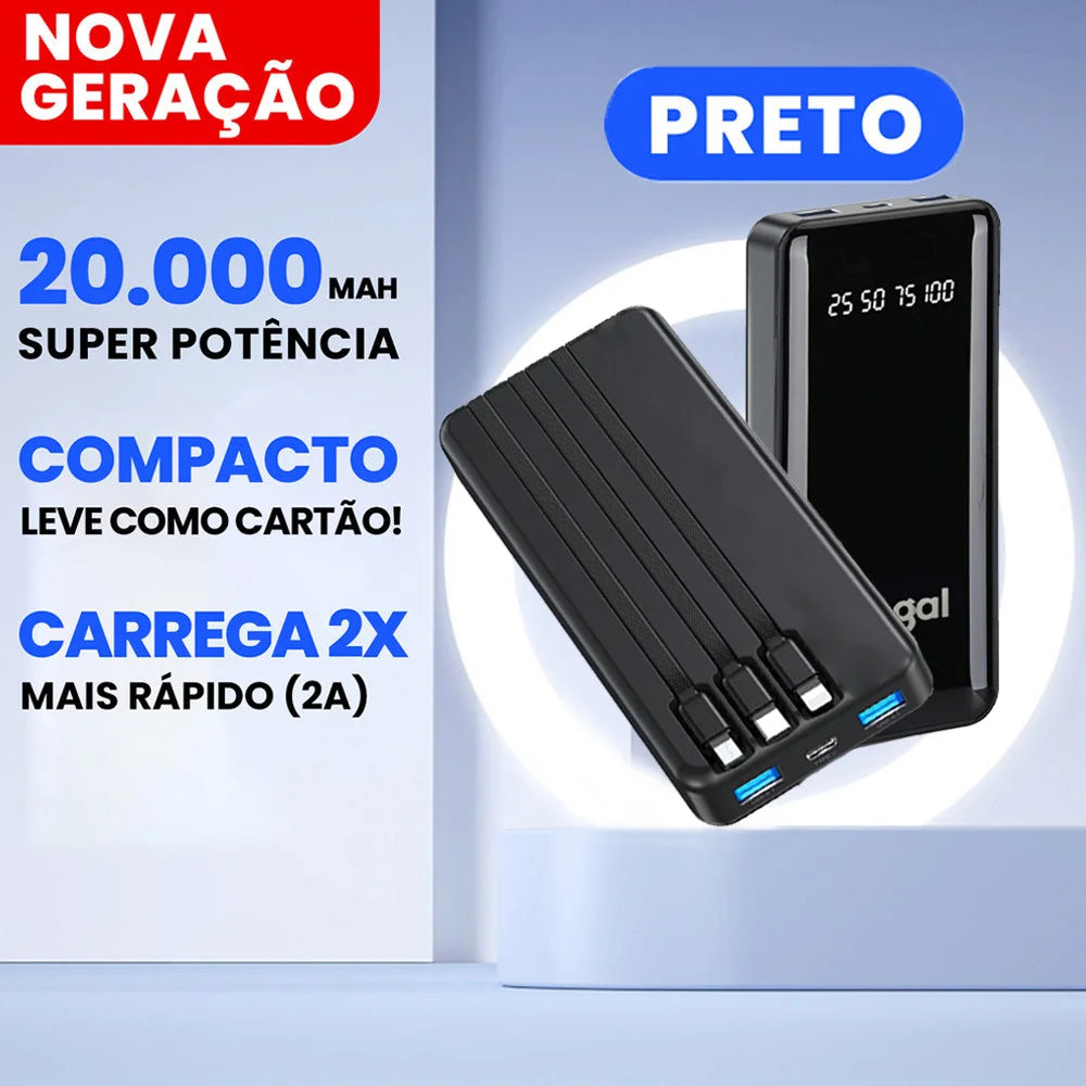 Power Bank 20000mAh Carregador Portátil Rápido, Design Estético Favo de Mel para Celular e Viagem
