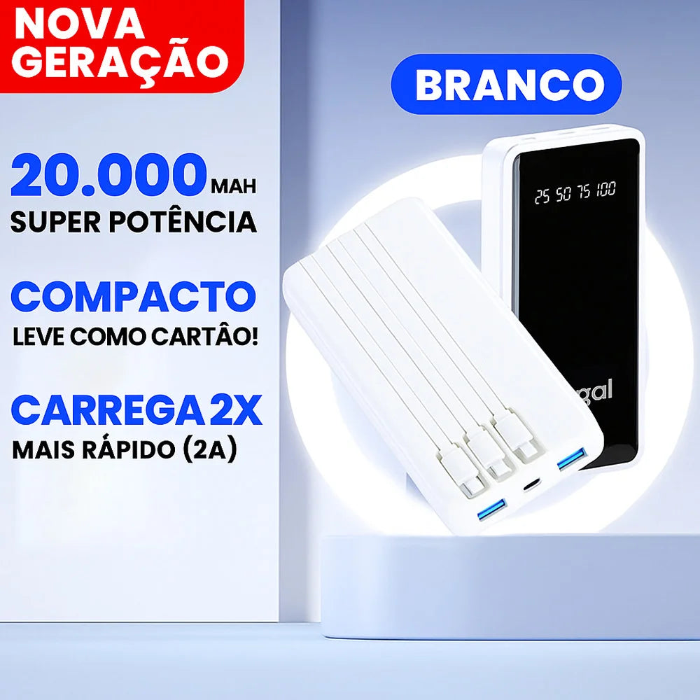 Power Bank 20000mAh Carregador Portátil Rápido, Design Estético Favo de Mel para Celular e Viagem