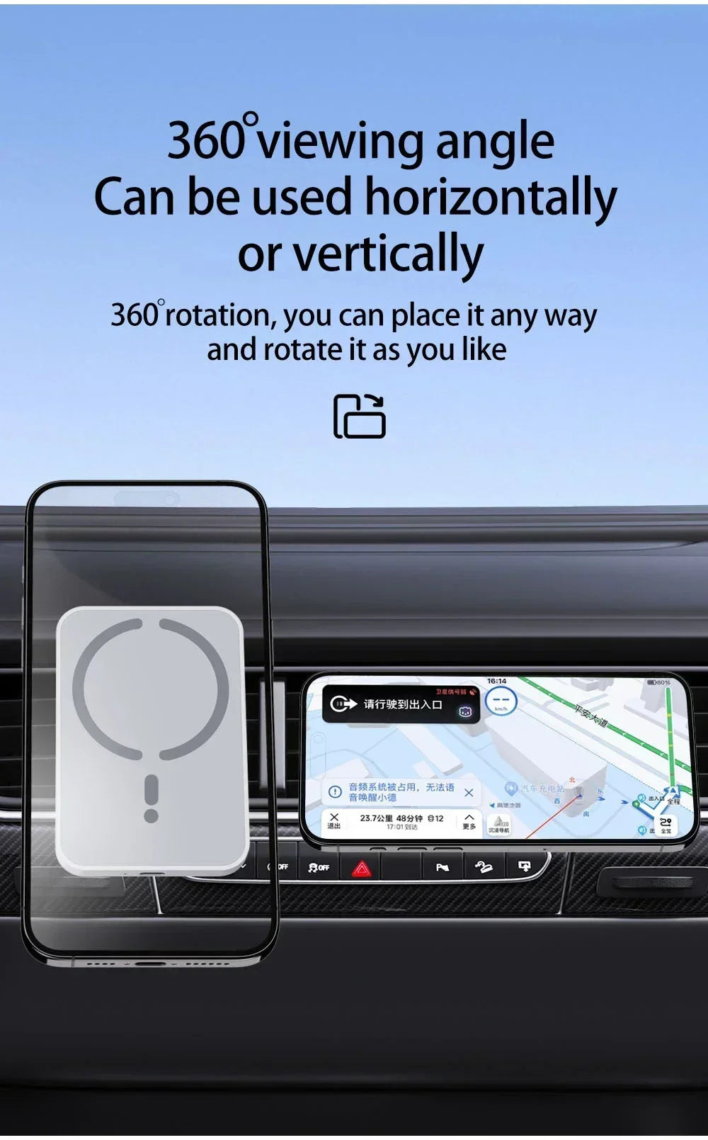 OrionCharge Drive — Carregador Veicular Magnético sem Fio para iPhone MagSafe