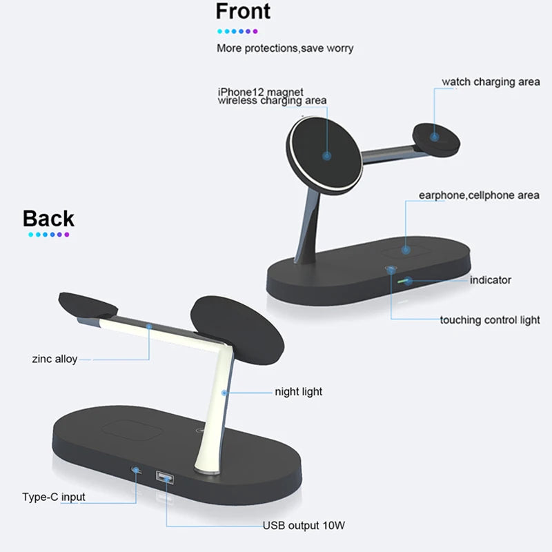 OrionCharge Trio — Estação de Carregamento Sem Fio 3 em 1 para iPhone, Apple Watch e AirPods