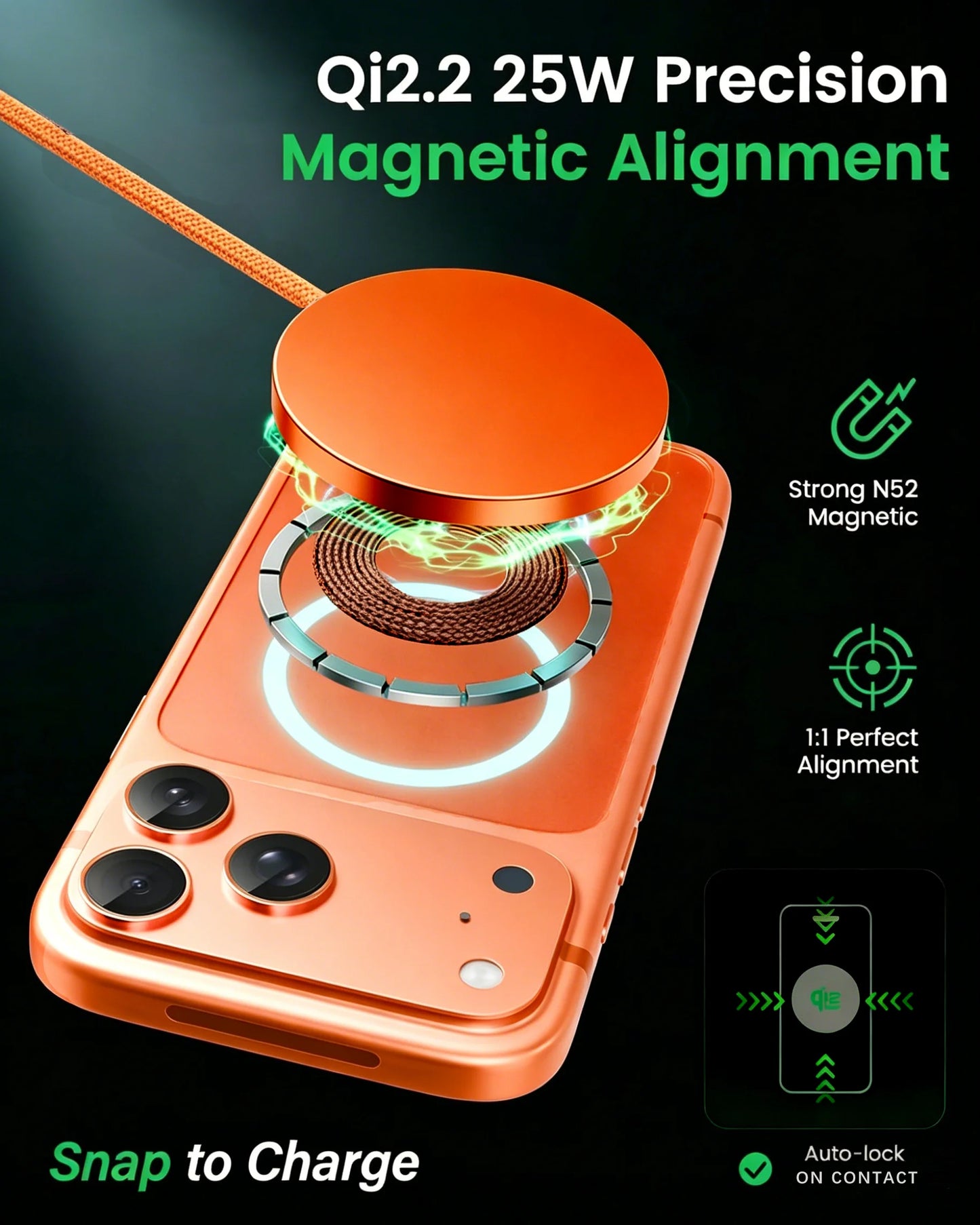 OrionCharge Duo — Base de Carregamento Magnético 2 em 1 com Carregamento Rápido 25W