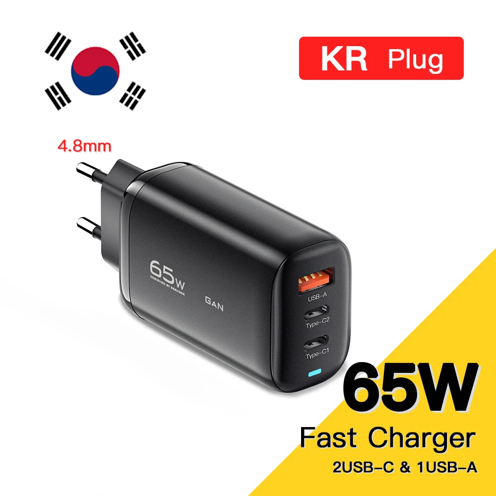 OrionCharge GaN 65W — Carregador Rápido USB-C Premium para Notebook e Smartphone