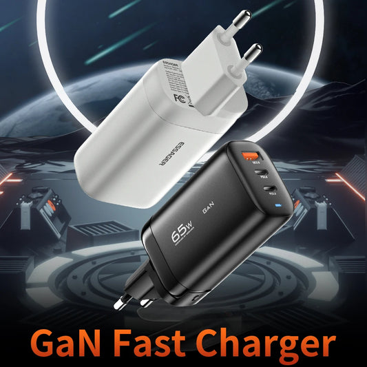 OrionCharge GaN 65W — Carregador Rápido USB-C Premium para Notebook e Smartphone