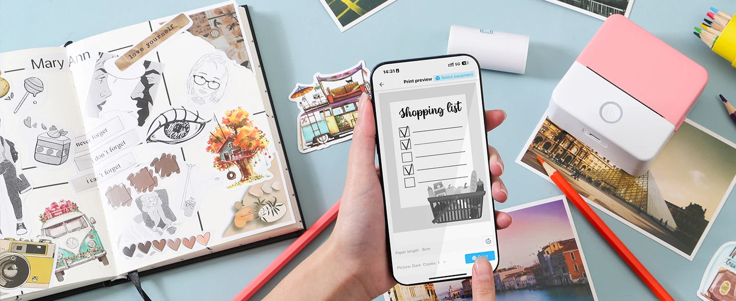 OrionPrint Mini — Mini Impressora Térmica Portátil Bluetooth sem Tinta