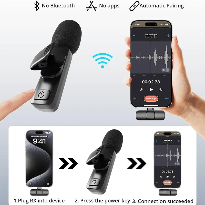 OrionMic Pro — Microfone Sem Fio para iPhone e Android