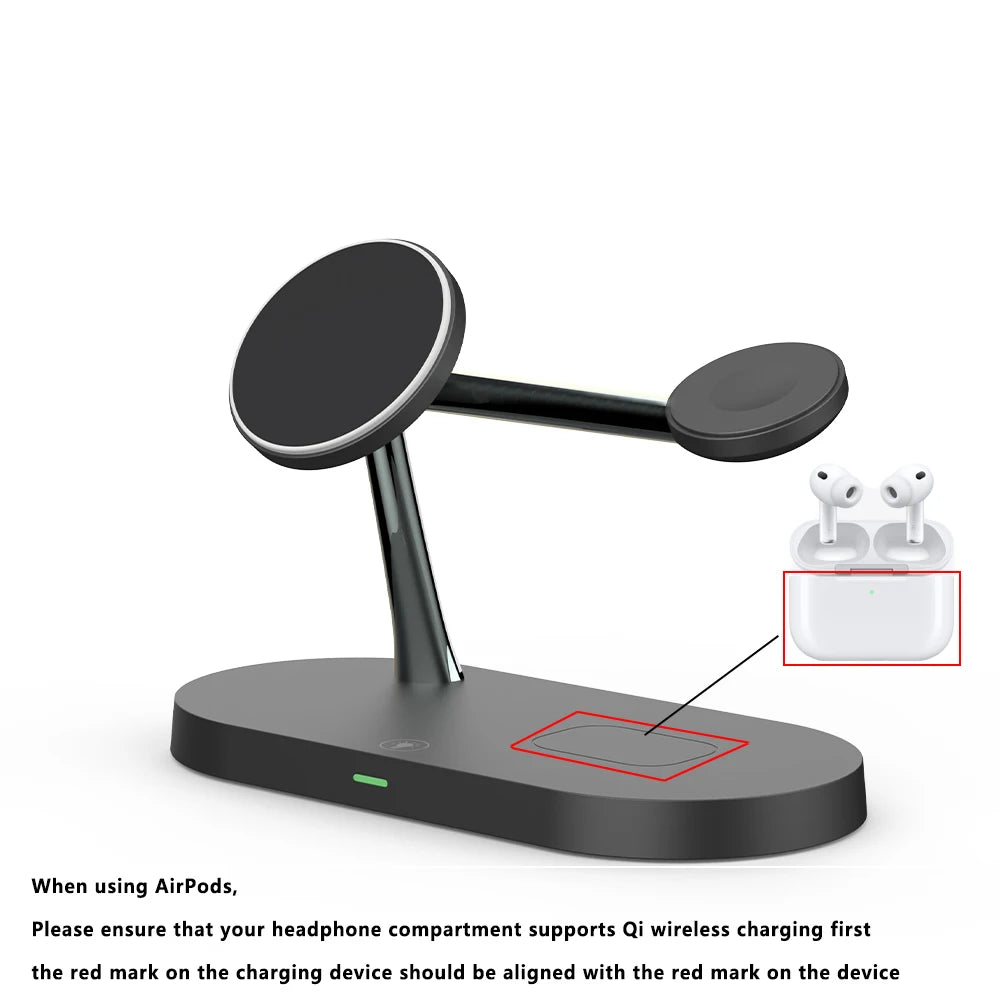 OrionCharge Trio — Estação de Carregamento Sem Fio 3 em 1 para iPhone, Apple Watch e AirPods