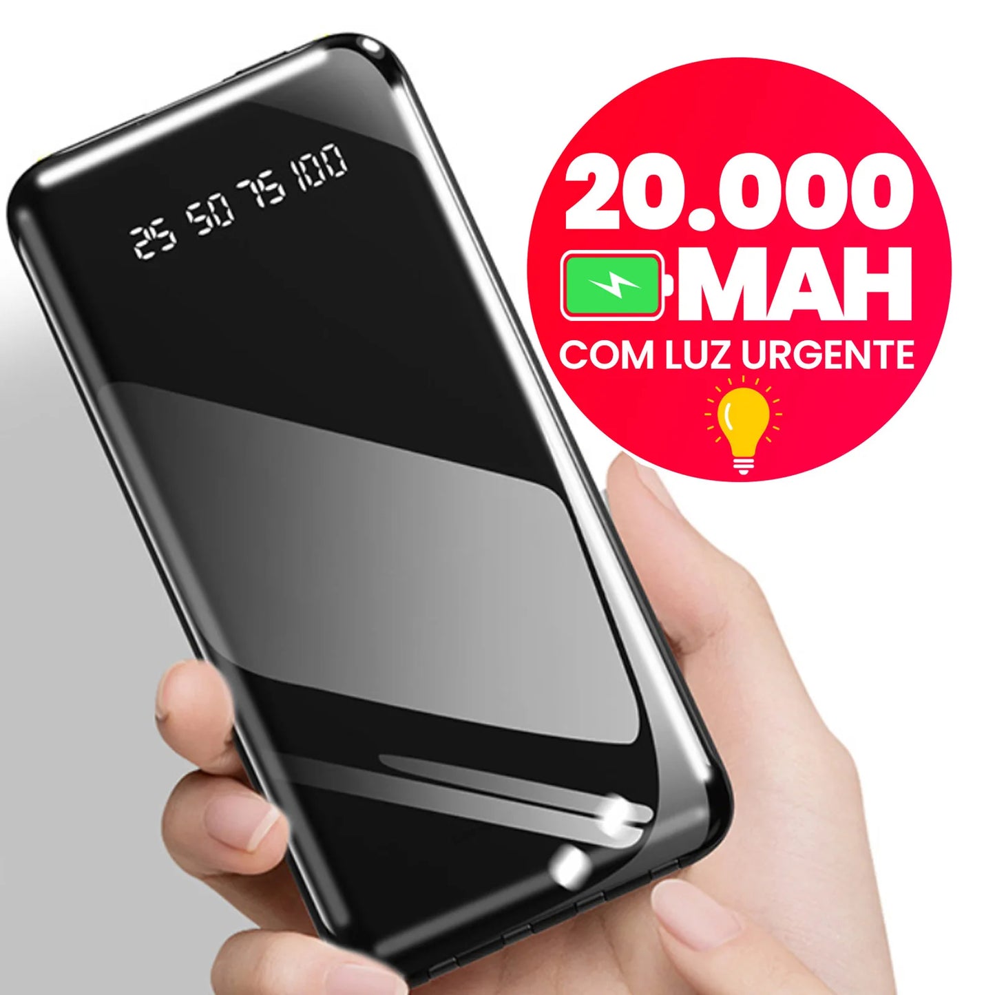 Power Bank 20000mAh Carregador Portátil Rápido, Design Estético Favo de Mel para Celular e Viagem