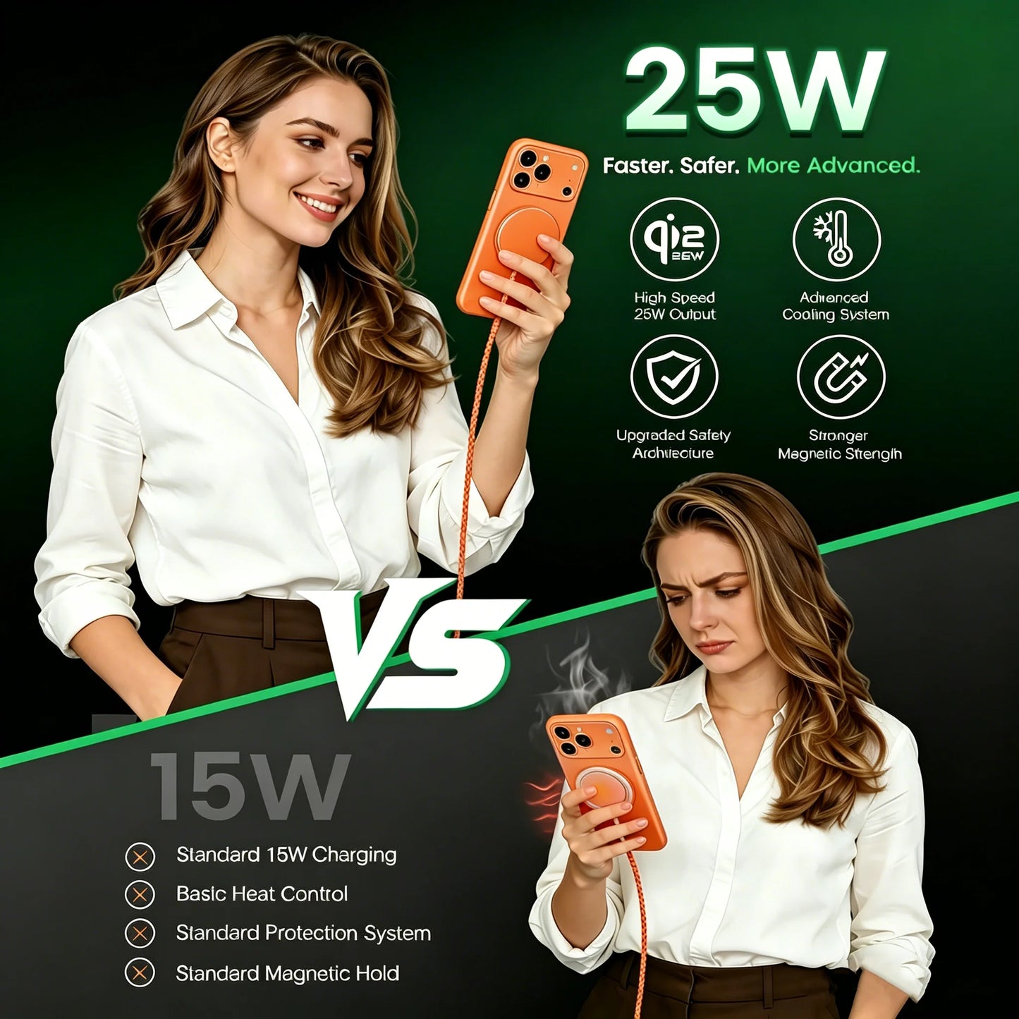 OrionCharge Duo — Base de Carregamento Magnético 2 em 1 com Carregamento Rápido 25W