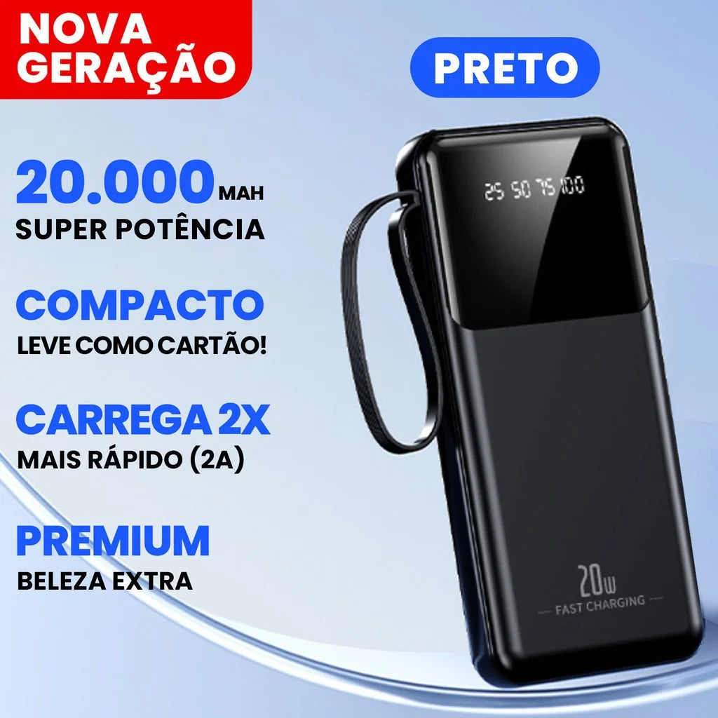 Power Bank 20000mAh Carregador Portátil Rápido, Design Estético Favo de Mel para Celular e Viagem