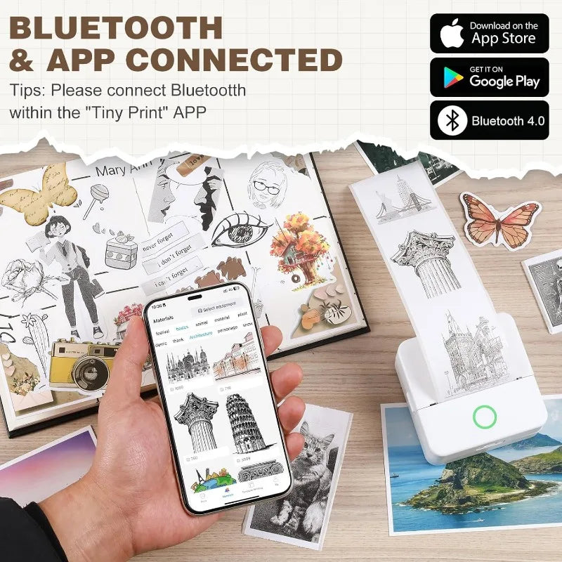 OrionPrint Mini — Mini Impressora Térmica Portátil Bluetooth sem Tinta