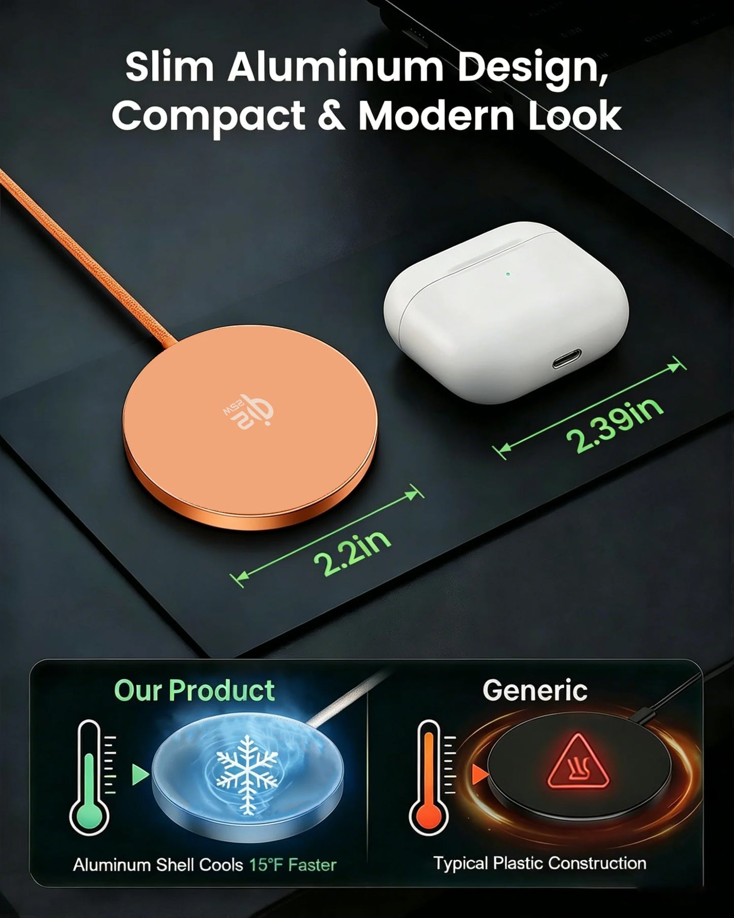 OrionCharge Duo — Base de Carregamento Magnético 2 em 1 com Carregamento Rápido 25W