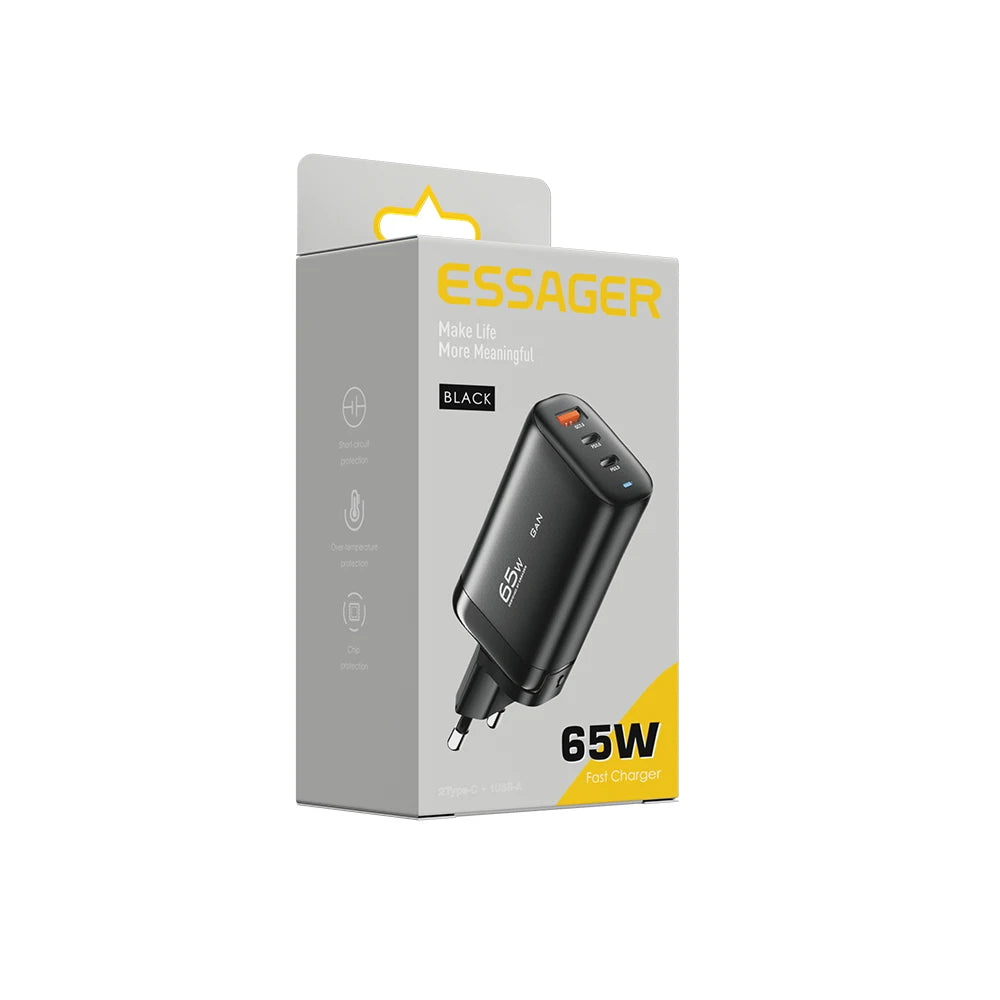 OrionCharge GaN 65W — Carregador Rápido USB-C Premium para Notebook e Smartphone