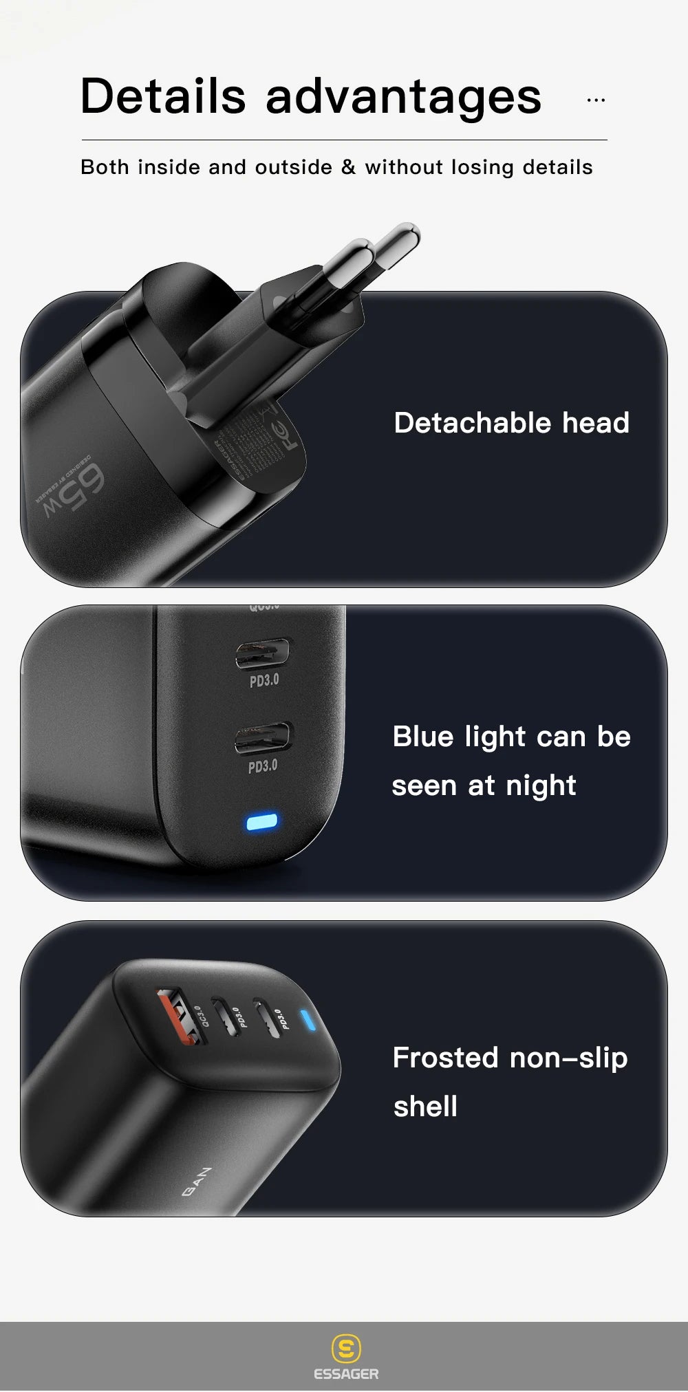 OrionCharge GaN 65W — Carregador Rápido USB-C Premium para Notebook e Smartphone