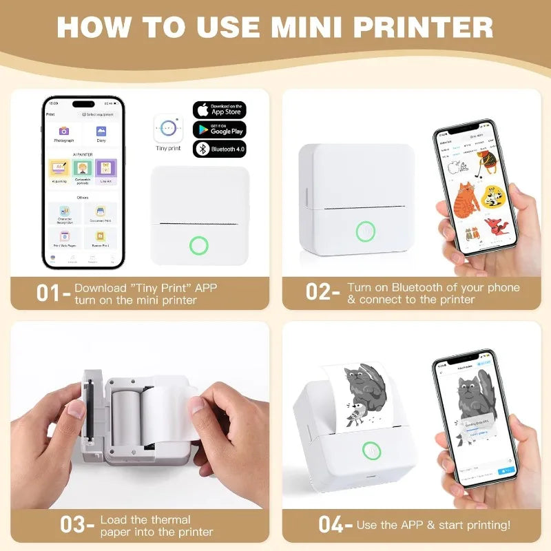 OrionPrint Mini — Mini Impressora Térmica Portátil Bluetooth sem Tinta
